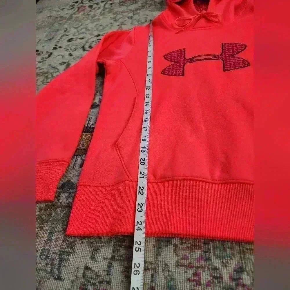 Under Armour Neon Red Performance Hoodie Lightweight Pullover Size Small - Picture 8 of 9
